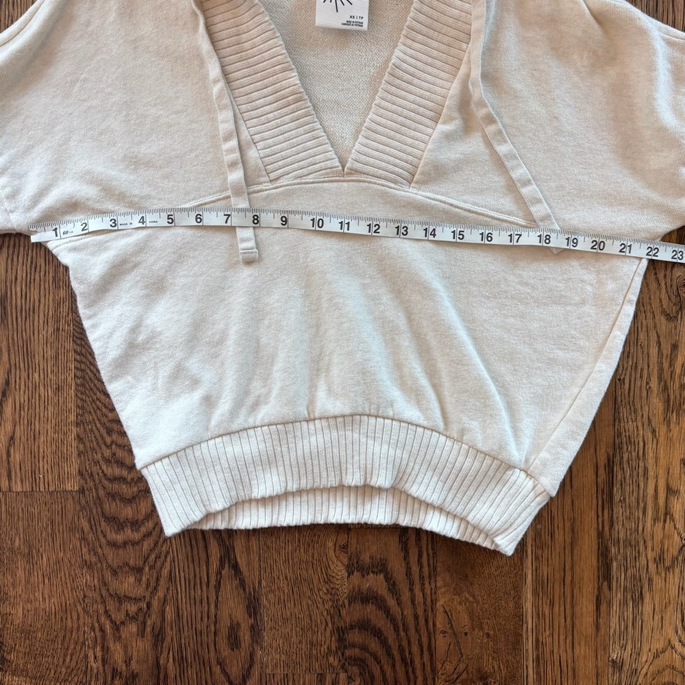 Offline By Aerie Beige Hoodie XS Soft Cropped Lounge Hooded Pullover Sweatshirt - Picture 3 of 5